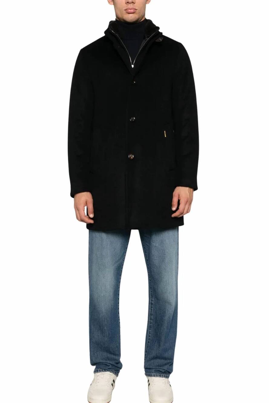NEW MOORER men's mid length wool coat in navy